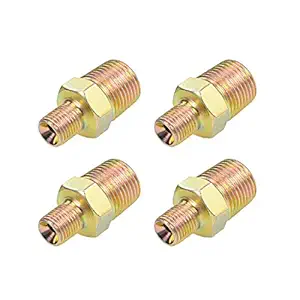 uxcell Reducing Pipe Fitting - Reducer Hex Nipple - 1/2 X 1/4 BSP Male Connector Zinc Finish Plating 4Pcs