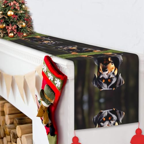 Chemin de table Rottweiler anti-taches pour raviver une table basse ou un repas de mariage