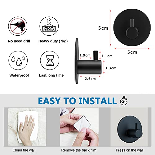 Lylin Handdoekhaak, zelfklevend, bevestiging zonder boren, waterbestendig, roestvrij staal, wandhaak, badjashaak, voor badkamer, toilet of keuken - Image 7