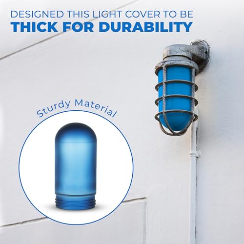Image of OHLECTRIC Blue Replacement Weather Tight Light Fixture - Threaded Bulb Cover - Sturdy Clear Glass Protectant - Frosted Glass Shade - Outdoor Vapor Proof Fixture - Glass Globe Bulb