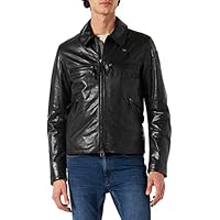 Blauer Piel Capo Hombro Acolchado Chaqueta de Cuero, 999 Negro, L