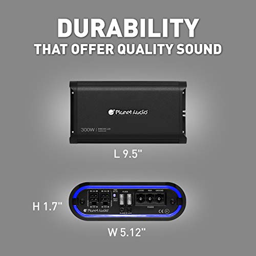 Planet Audio Mb300.4D 4 Channel Class D Car Amplifier - 1200 Watts, 2 Ohm Stable, Digital, Full Range, Mosfet Power Supply, Great For Speakers And Subwoofers #TOP3