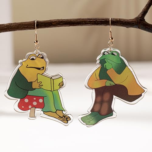Frog Earrings For Women, Asymmetrical Think Animal Book Fun Unique Creative Animal Dangling Trendy Halloween Acrylic Gift Jewelry3