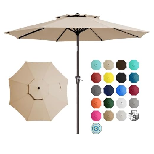 Best deals on outdoor umbrellas with stand JEAREY 9 ft 2-Tiers Patio Umbrella