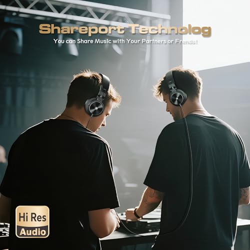 Image of PUPGSIS Over Ear Wired Headphones: Studio Monitor - Professional 40kHz Hi-Res DJ Stereo Headphones - 1 /4 to 3.5mm Audio Jack for Recording /Mixing /Podcast /Guitar /Piano, Carbon black