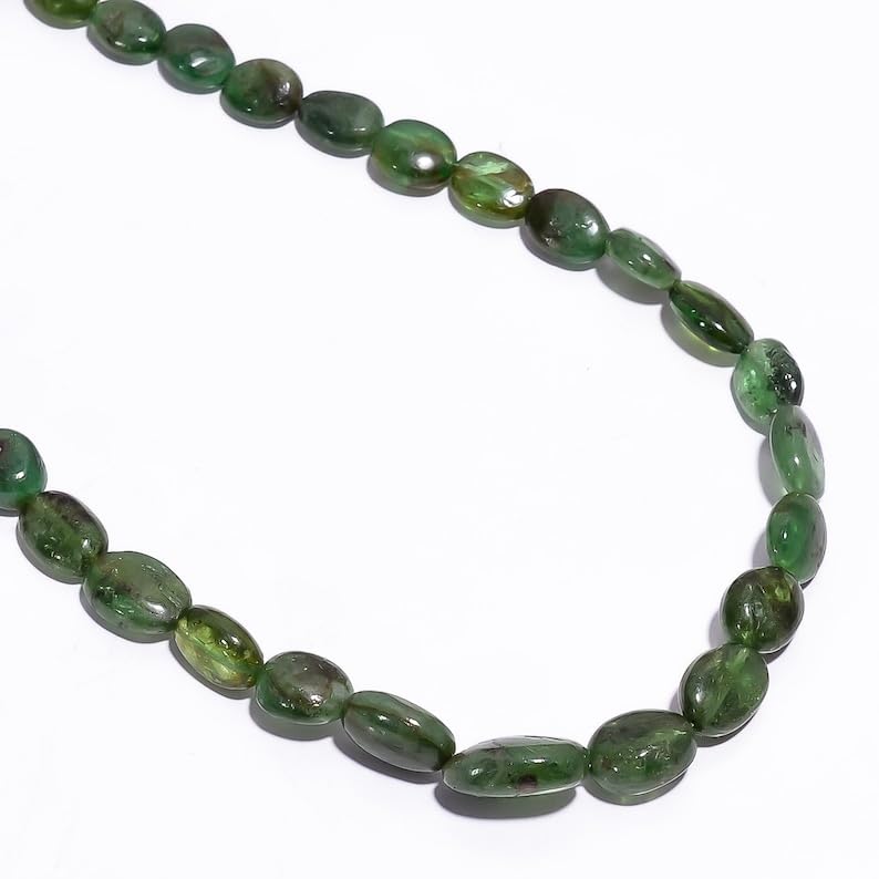 Naturalne Tsavorite owalne gładkie koraliki 4 x 8 mm 45 cm długi sznurek biżuteria tworzenie kamieni szlachetnych koraliki do naszyjnika bransoletki