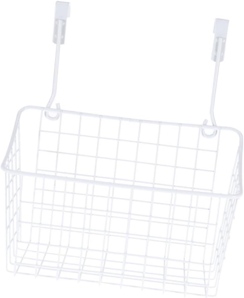 Healifty White Hanging Storage Rack Cabinet Door Organizer for Kitchen Bathroom Office Ventilated Over Cabinet Basket with Easy Installation Space Saving Storage Holder for Wardrobes and