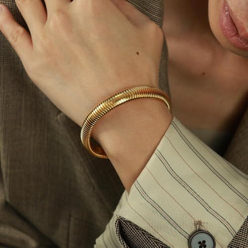 Image of Long tiantian Gold Bangles for Women Bangle Bracelets Chunky Bangles Bracelets Non Tarnish Gold /Silver Bracelet for Women Trendy Jewelry Gifts