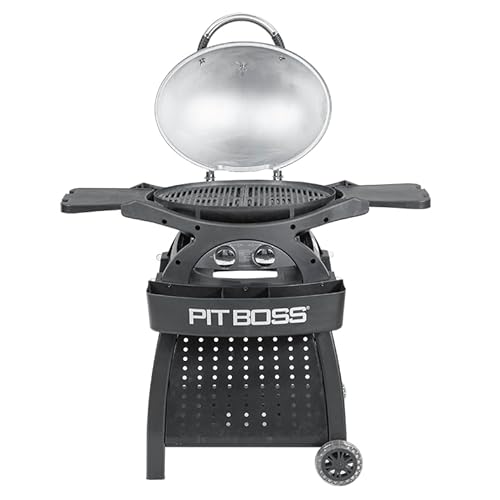 Pit Boss Sportsman 2 Tragbarer Gasgrill (aus Aluminiumguss, mit zwei Gasbrennern, Eingebautes Thermometer) 10754