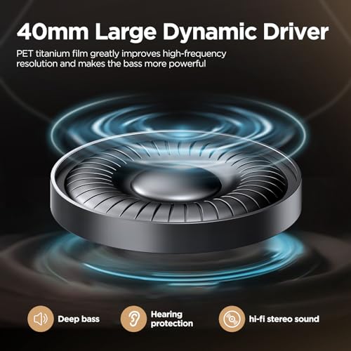 Image of Hybrid Active Noise Cancelling Headphones 130H Wireless Over Ear Headphones | Bluetooth, Hi-Res Sound, Deep Bass, Spatial Audio, Dual Connection, Custom EQ via App, Comfortable Fit for Travel Home Office