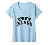 Womens Rhode Island Gift, College University Text Sports Design V-Neck T-Shirt