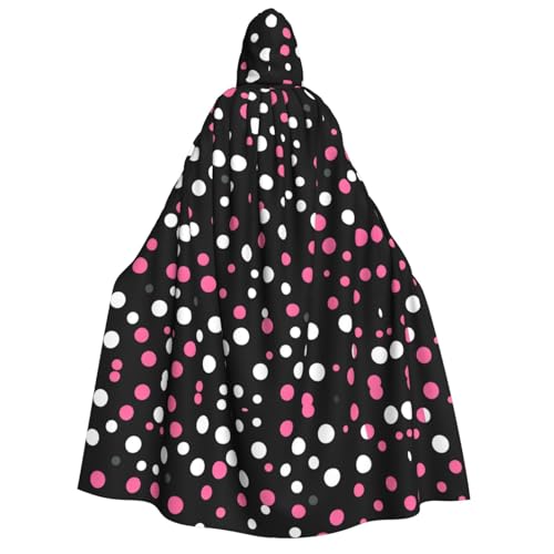 Cape à capuche noire à pois Halloween pour déguisement adulte