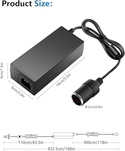 Image of AC to DC Converter 12V 6A 60W - 110-220V to 12V Car Cigarette Lighter Socket Power Adapter for Car Vacuum Cleaner, Fan, Air Purifier, MP3 Players, and Car Devices - Black