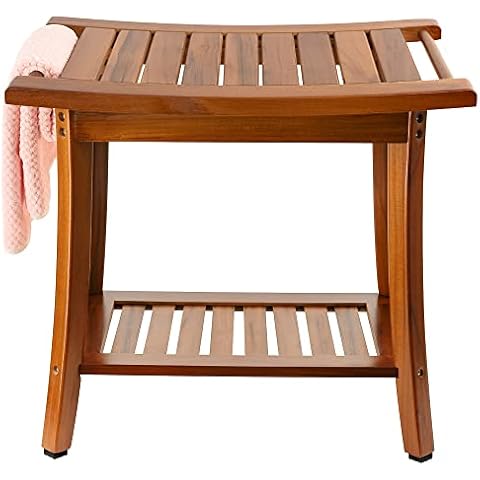 Utoplike Teakholz-Duschbank mit Tragegriffen, tragbarer hölzerner Spa-Badhocker Cover