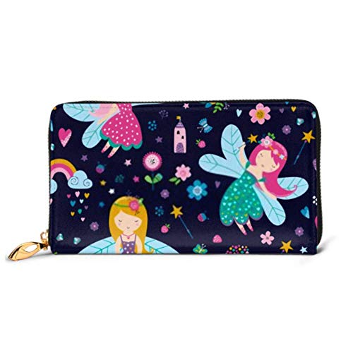 Preisvergleich Produktbild JHGFG Mode Handtasche Reißverschluss Brieftasche Vektor Nahtlose kindische Muster Fee Flowersrainbow Telefon Kupplung Geldbörse Abendkupplung Blockieren Leder Brieftasche Multi