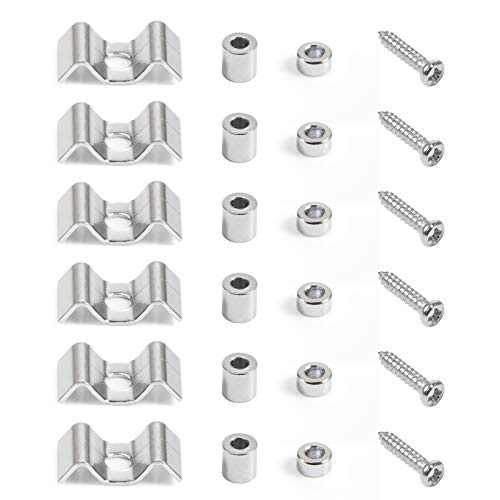 Randon Guitar String Trees Guide Retainer Body Custom Compatible with Strat Tele Style Electric Guitar Bass Parts Replacement Pack of 6pcs with Mounting Screws Chrome.