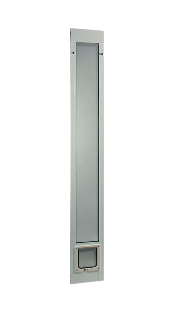 Ideal Pet Products Aluminum Modular Pet Patio Door, Assembled Adjustable Height 77-5/8" to 80-3/8", 6-1/4" x 6-1/4" Cat Flap, Mill (Silver)