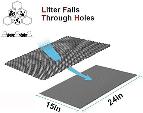 Small Cat Litter Box Mat: Easy Clean Cat Litter Mat for Floor, Kitty Scratch Cute Pad (15x24 Inch Grey)
