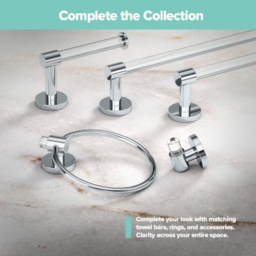 Image of Gatco 5711 Clarion Towel Bar | 18 inch L Bathroom Towel Rack| Wall Mount Bathroom Towel Holder | Crystal-Clear Acrylic & Chrome Finish