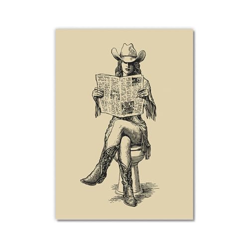 Toile murale vintage cowgirl sans cadre pour relooker une decoration maison de ferme