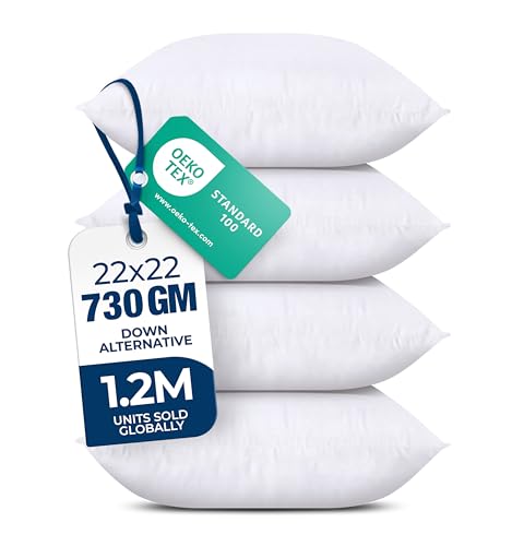 Utopia Bedding Throw Pillows Decorative 22x22 Pillow Inserts Set of 4