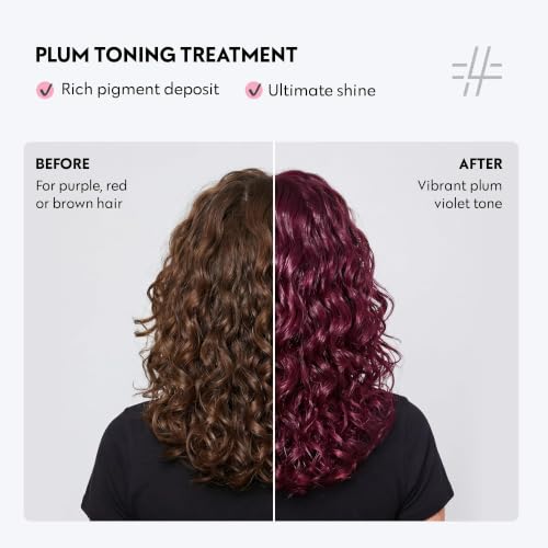 Image of FOUR REASONS Color Mask, Plum (27 Colors) - Hair Gloss & Color Depositing Conditioner - Semi Permanent Purple Hair Toner for Color-Treated Hair Color For Women - Vegan & Cruelty-Free - 6.76 fl oz