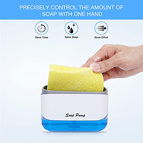 image for TANG Dish Soap Dispenser for Kitchen Sink with Sponge Holder, Sturdy A