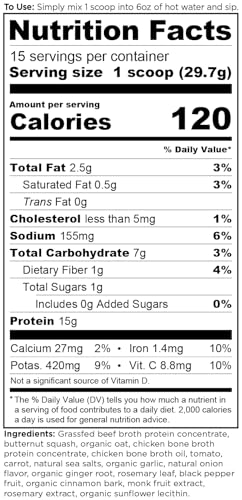Image of Ancient Nutrition Bone Broth Protein Powder, Butternut Squash, Grass-Fed Chicken and Beef Bone Broth Powder, 15g Protein Per Serving, Supports a Healthy Gut, 15 Servings