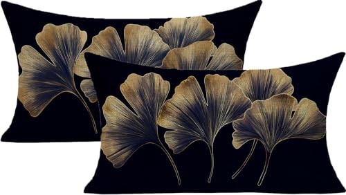 Housse de coussin extérieur imperméable 40x80 avec fermeture invisible et imprimé double face noir - 2
