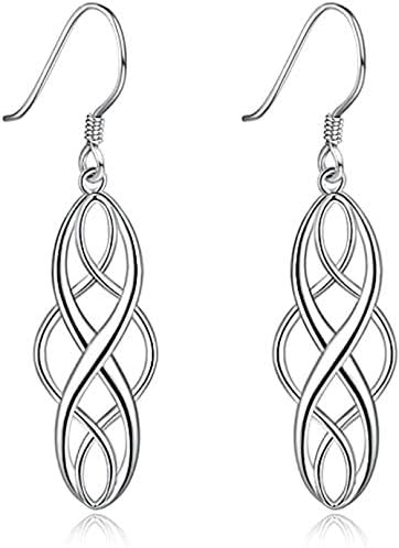 Sterling Silver Celtic Knot Twist Dangle Drop Earrings Gifts for Women Ladies Hypoallergenic Fashion Earrings