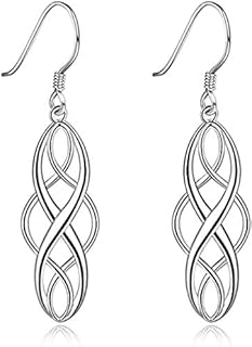 Sterling Silver Celtic Knot Twist Dangle Drop Earrings Gifts for Women Ladies Hypoallergenic Fashion Earrings