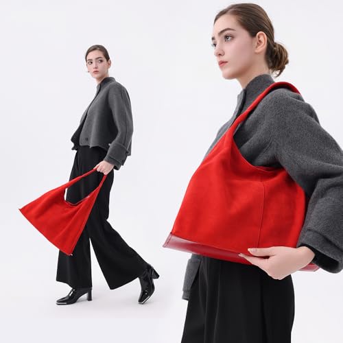 Bolso Hobo de Cuero Genuino Ante para Mujer miniatura 2