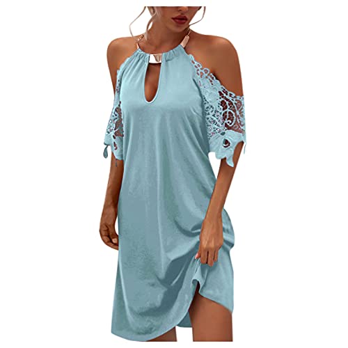 AODONG Summer Dresses for Women Summer Women Short Sleeve Print Dress V Neck Casual Short Dresses