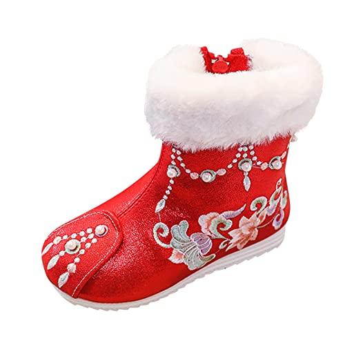 Baby Girls Embroidered Warm Cotton Boots Princess Cotton Boots National Boots Little Girls Boots Winter Snow Boots
