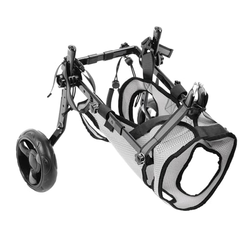 Generic Height Adjustable Dog Wheelchair Lightweight Steel Structure Breathable Mesh Doggy Wheel Chair for Injured Dogs Installation Manual Included Gray - Image 6