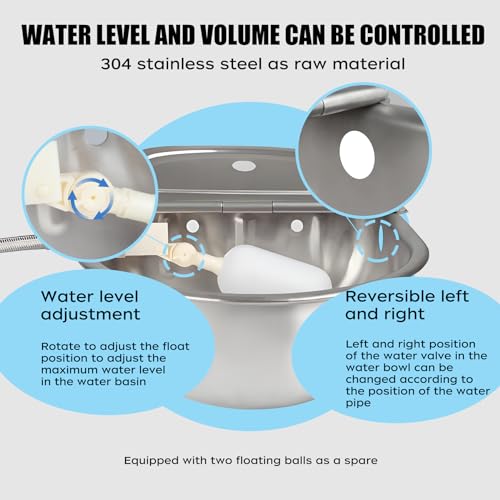 Retalpq PT89001 Automatic Water Dispenser For Dogs,Dog Water Bowl Dispenser,Goat Waterer,304 Stainless Steel Livestock Dispenser,Automatic Horse Waterer,Livestock Water Bowl,Outdoor Water Bowl thumb #4
