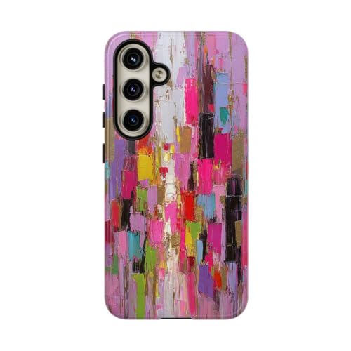 Coque rigide brillante Samsung S24 antichoc blocs couleurs dorés