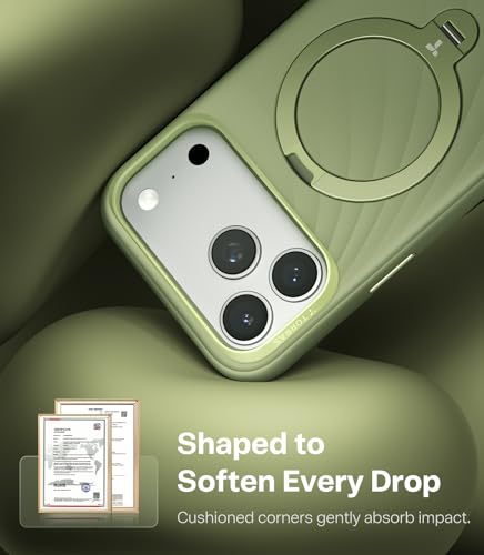 Image of TORRAS Q3 Wind for iPhone 17 Pro Case Silicone, 360 Magnetic Stand, Fit for MagSafe, Camera Control, Safe Soft Elegant Phone Case for iPhone 17 Pro 6.3'', Sage Green