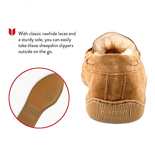 Minnetonka Men's Sheepskin Hardsole Moccasin Slippers4