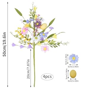 196 artificial easter floral picks and sprays decorations 4 stems fake silk daisy easter flowers with eggs faux floral arrangements for table centerpieces home celebration  urban country home decor