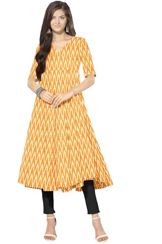Image of Cotton Pochampally ikat unstitched blouse, Kurthi, long frock fabric material for women (1 meter, 2 meters & 3 meters)