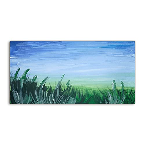 Tableau acrylique panoramique Meadow sky grass pour habiller un mur