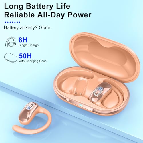 Image of Qecnato Open Ear Headphones for Sports & Work, 50H Battery, Orange