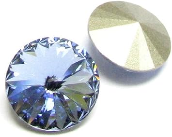 Austrian Crystal 1122 Rivoli Round Crystal Stone Crystal Blue Light Sapphire Foiled 14mm / Findings/Crystal Elements
