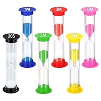 TeacherFav Sand Timer for Kids Set of 6 Small Colorful Hourglass Acrylic Covered Clock 30Sec 1Min 2Min 3Min 5Min 10Min for Classroom, Home & Kids Room
