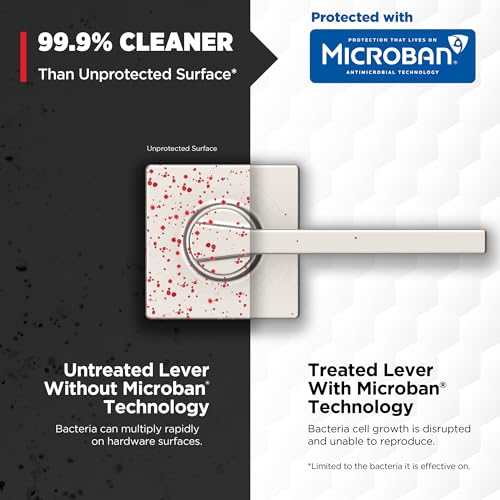 Image of Kwikset Casey Interior Passage Door Handle, Lever For Closet and Hallway Doors, Reversible Non-Locking Handle Lever, Satin Nickel , with Microban Protection