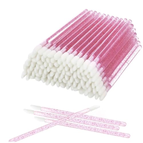 300PCS Lip Wands Applicators Disposable Make Up Brush Lipstick Lip Gloss Wands Applicator Makeup Applicator Beauty Tool Kits (Crystal Pink)