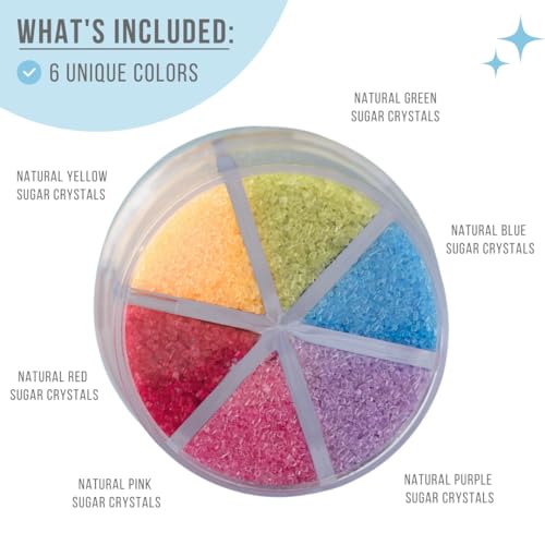 Image of Sweets Indeed Dye Free Rainbow Decorating Sugar 6 Cell Jar - No Artificial Dyes Colored Sugar Crystals for Baking & Decorating Cupcakes, Cookies, Cakes & Desserts - 2.75 ounces