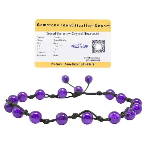 Image of Amethyst Crystal Anklet for Women - Amethyst Original Certified Ganthi Knotted Anklet Payal for Women Fancy Jewelry - Positive Energy Protection Anklets for Girls Gifts for Woman Mom
