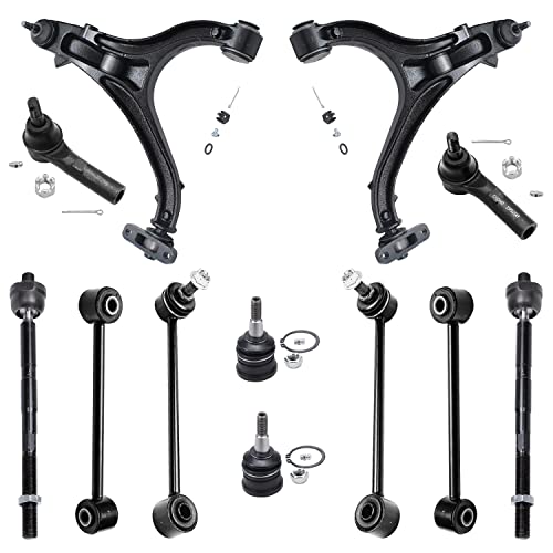 Image of Detroit Axle - 12pc Front End Suspension Kit for 2005-2010 Jeep Grand Cherokee 2006-2010 Commander 2 Lower Control Arms w /Ball Joints 2 Upper Ball Joints 4 Inner Outer Tie Rods 4 Front Rear Sway Bars